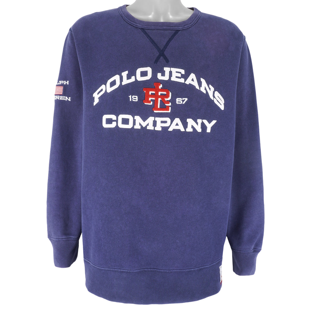 Ralph Lauren (Polo) - Blue Polo Jeans Co. Crew Neck Sweatshirt 1990s Large Vintage Retro