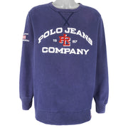 Ralph Lauren (Polo) - Blue Polo Jeans Co. Crew Neck Sweatshirt 1990s Large Vintage Retro
