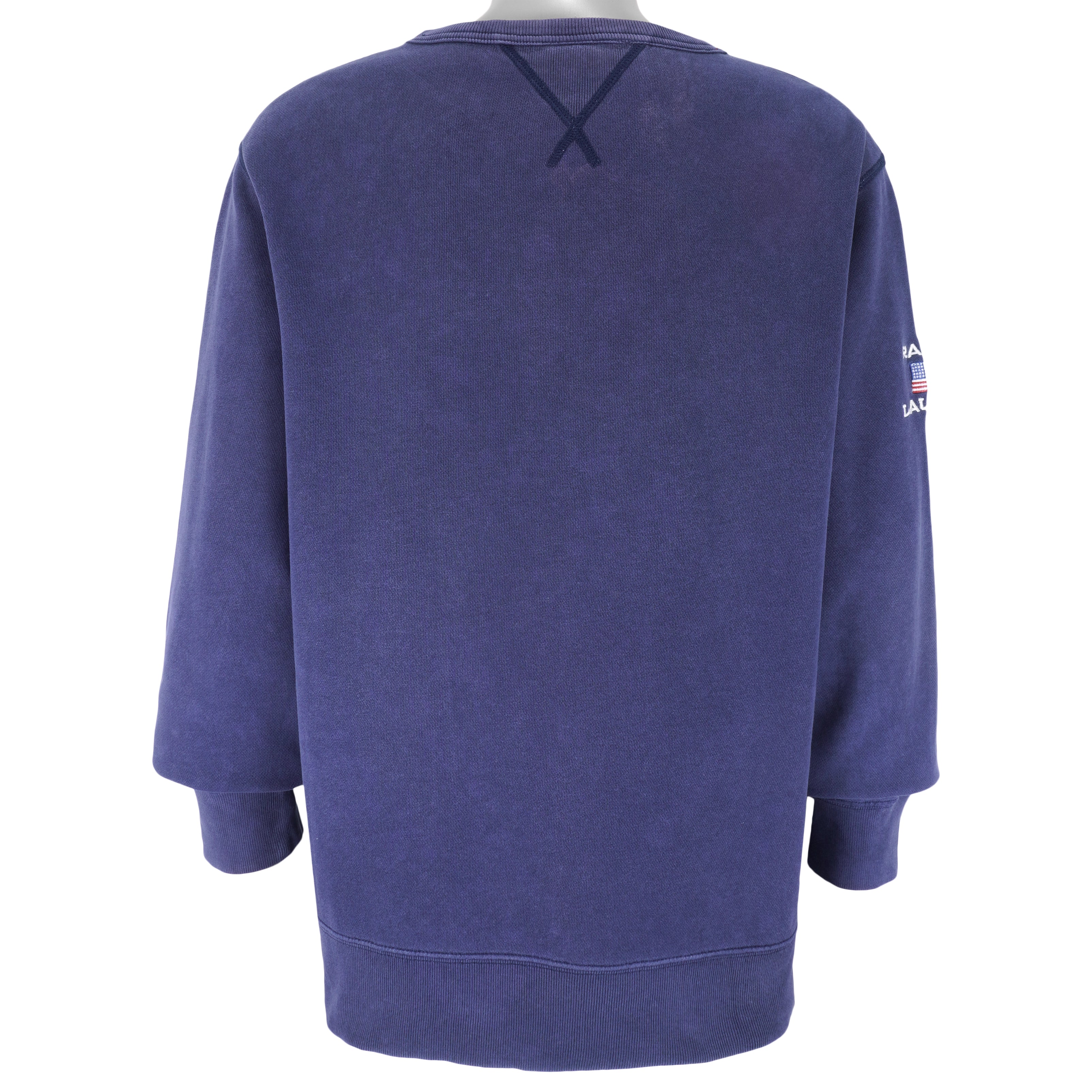 Ralph Lauren (Polo) - Blue Polo Jeans Co. Craw Neck Sweatshirt 1990s Large Vintage Retro