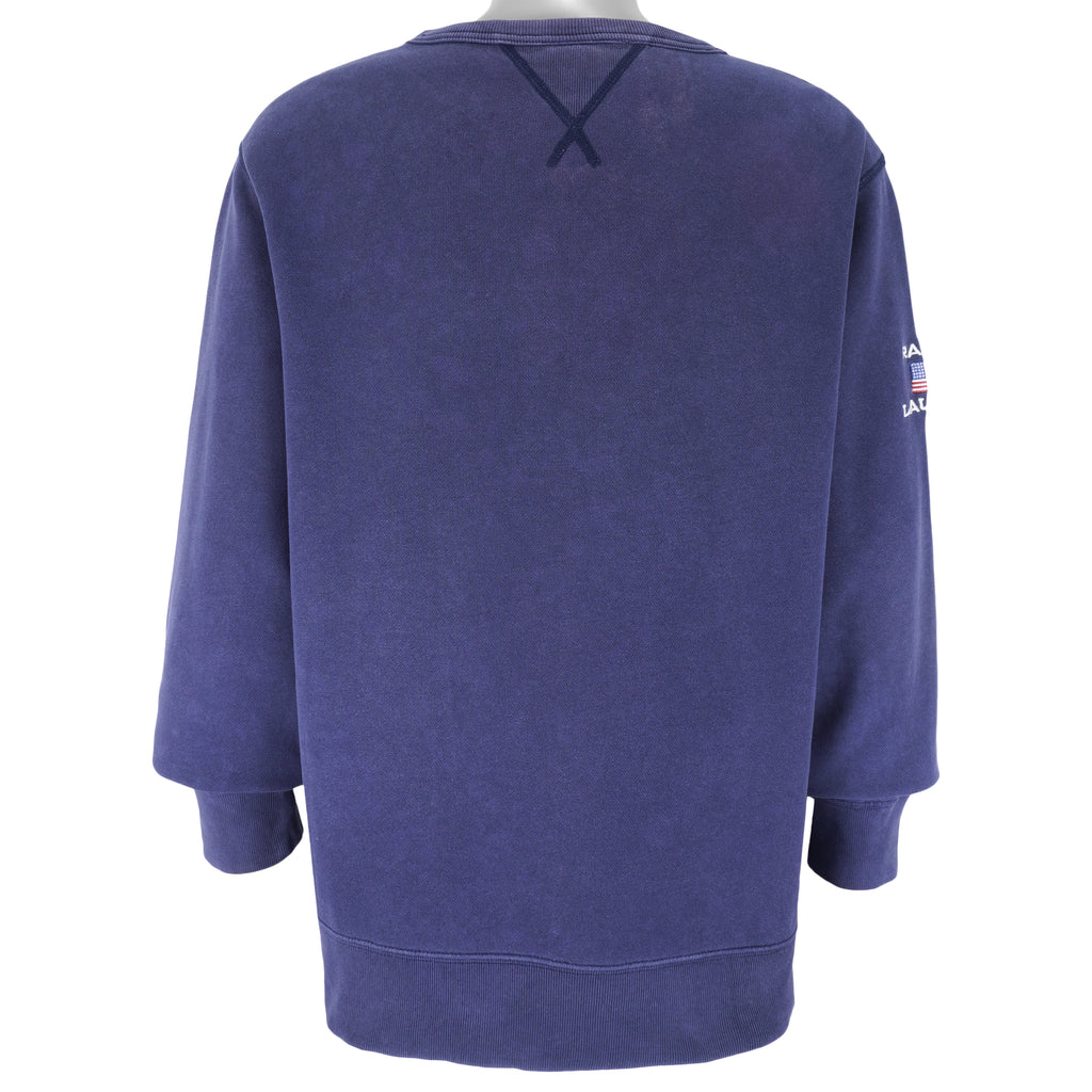 Ralph Lauren (Polo) - Blue Polo Jeans Co. Craw Neck Sweatshirt 1990s Large Vintage Retro