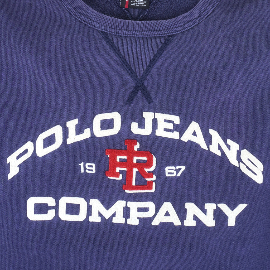 Ralph Lauren (Polo) - Blue Polo Jeans Co. Crew Neck Sweatshirt 1990s Large Vintage Retro