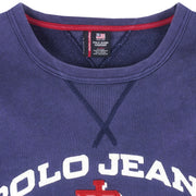 Ralph Lauren (Polo) - Blue Polo Jeans Co. Craw Neck Sweatshirt 1990s Large Vintage Retro