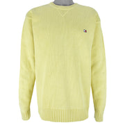 Tommy Hilfiger - Yellow Embroidered Knit Sweater 2000s X-Large Vintage Retro