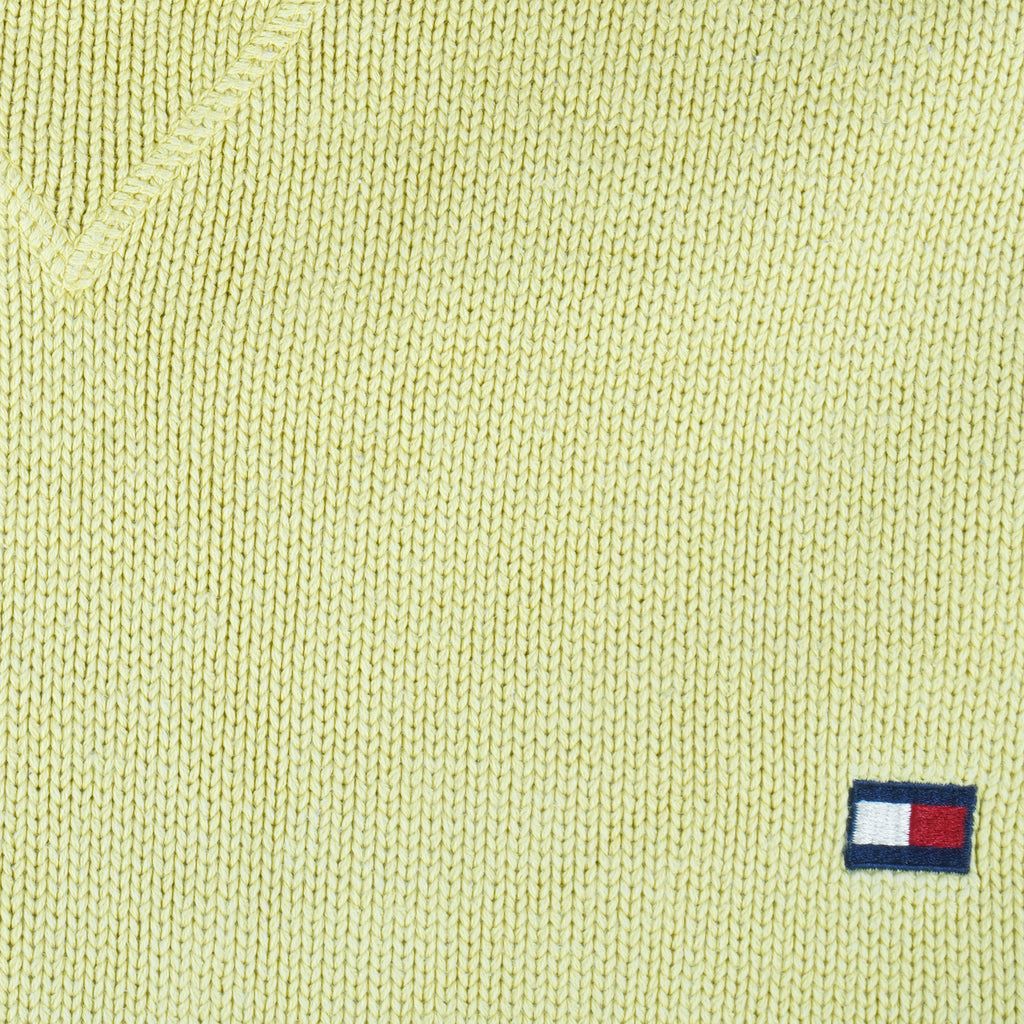 Tommy Hilfiger - Yellow Embroidered Knit Sweater 2000s X-Large Vintage Retro