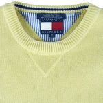 Tommy Hilfiger - Yellow Embroidered Knit Sweater 2000s X-Large Vintage Retro