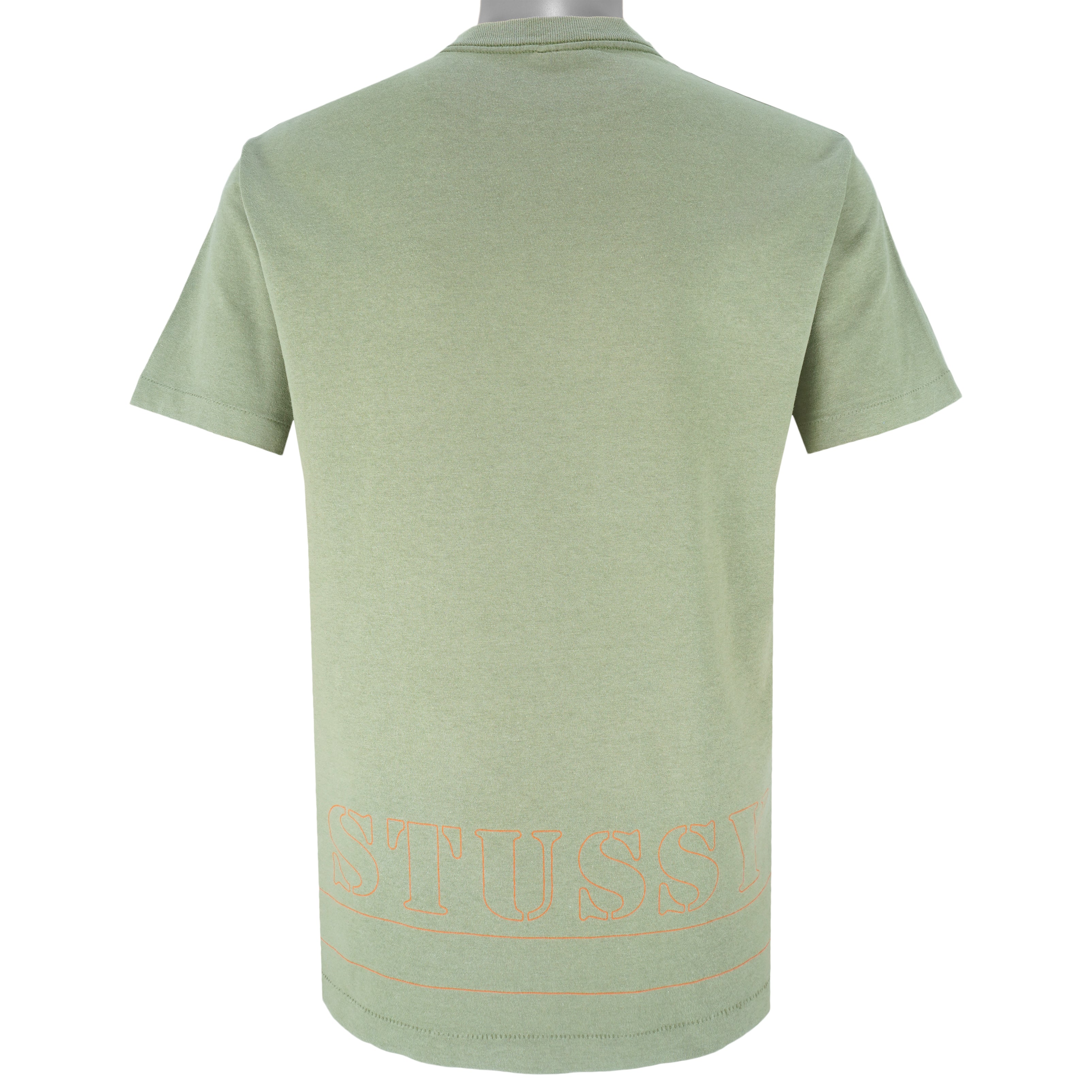 Stussy - Light Green Big Logo T-Shirt 1990s Large Vintage Retro