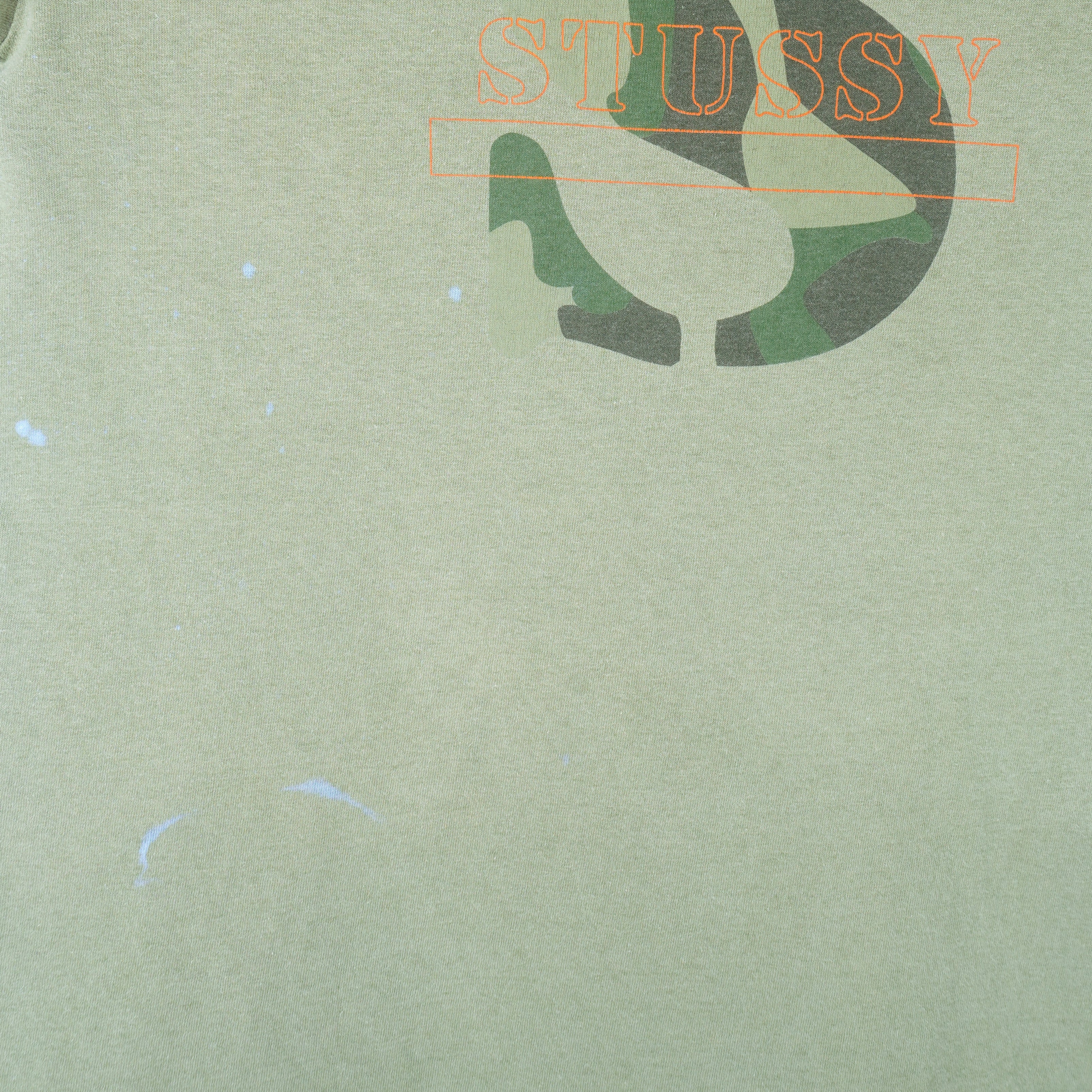 Stussy - Light Green Big Logo T-Shirt 1990s Large Vintage Retro