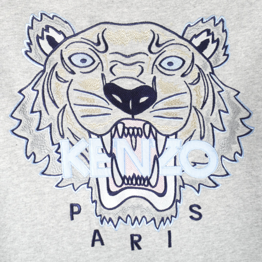Kenzo - Grey Kenzo Paris Lion Crew Neck Sweatshirt 1990s Medium Vintage Retro