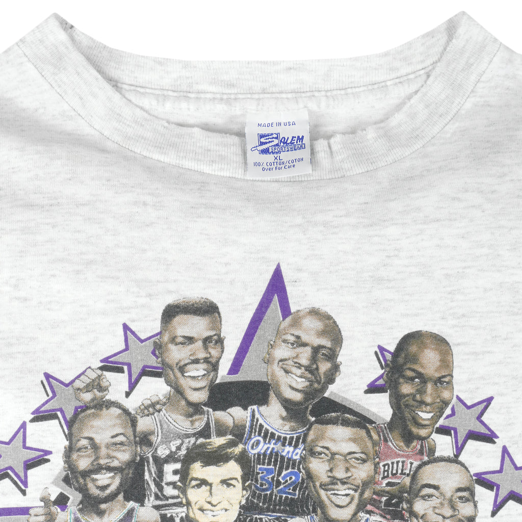 NBA (Salem) - Utah Jazz All Stars Game East VS West Caricature T-Shirt 1993 X-Large Vintage Retro Basketball