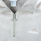 Adidas - Grey 1/2 Zip Fleece Sweatshirt 1990s Medium Vintage Retro