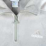 Adidas - Grey 1/2 Zip Fleece Sweatshirt 1990s Medium Vintage Retro