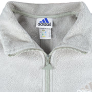 Adidas - Grey 1/2 Zip Fleece Sweatshirt 1990s Medium Vintage Retro