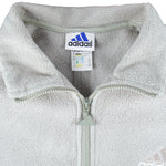 Adidas - Grey 1/2 Zip Fleece Sweatshirt 1990s Medium Vintage Retro