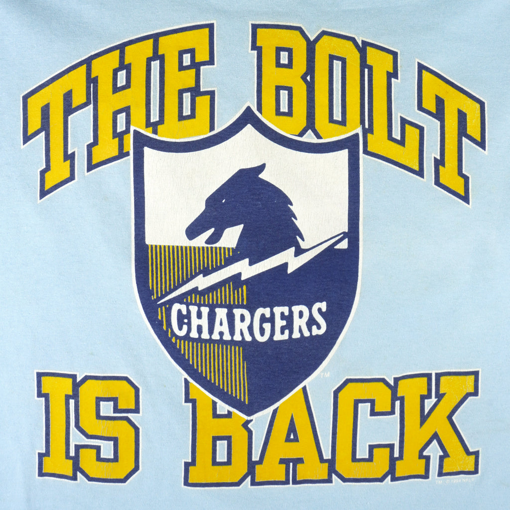 NFL (Logo7) - San Diego Chargers The Bolt Is Back T-Shirt 1994 XX-Large Vintage Retro Football