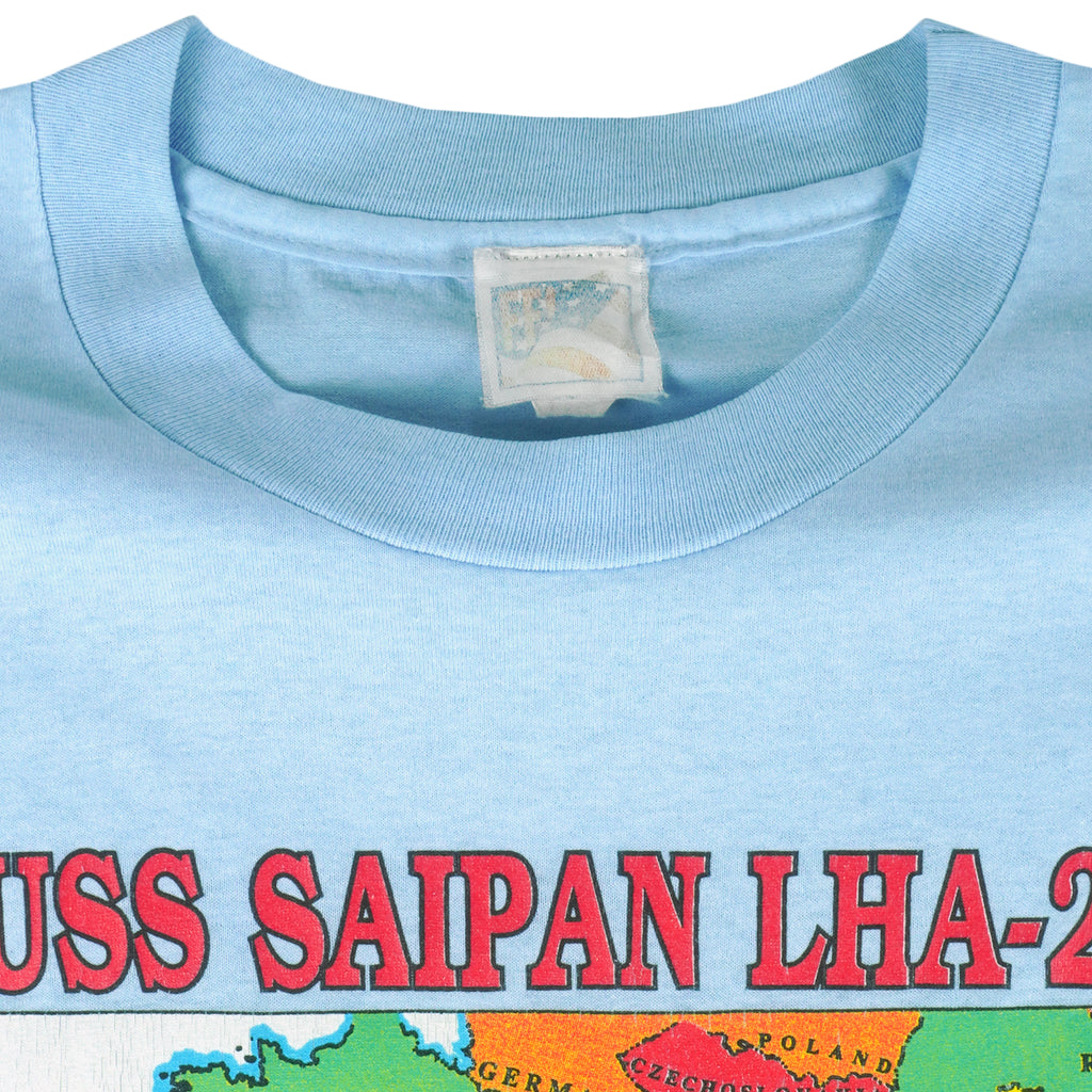 Vintage - USS Saipan LHA 2 Single Stitch T-Shirt 1990s Large Vintage Retro