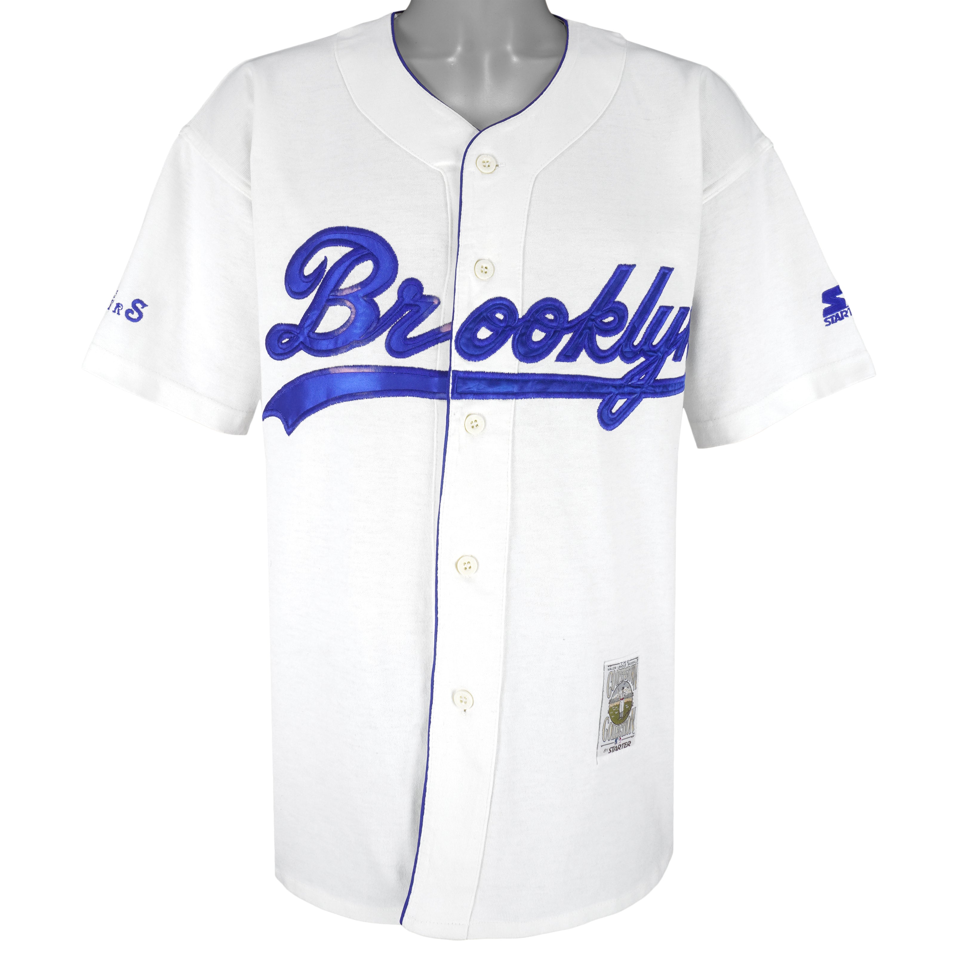 Starter - L.A. Dodgers Brooklyn Button-Up Jersey T-Shirt 1990s Medium Vintage Retro Baseball
