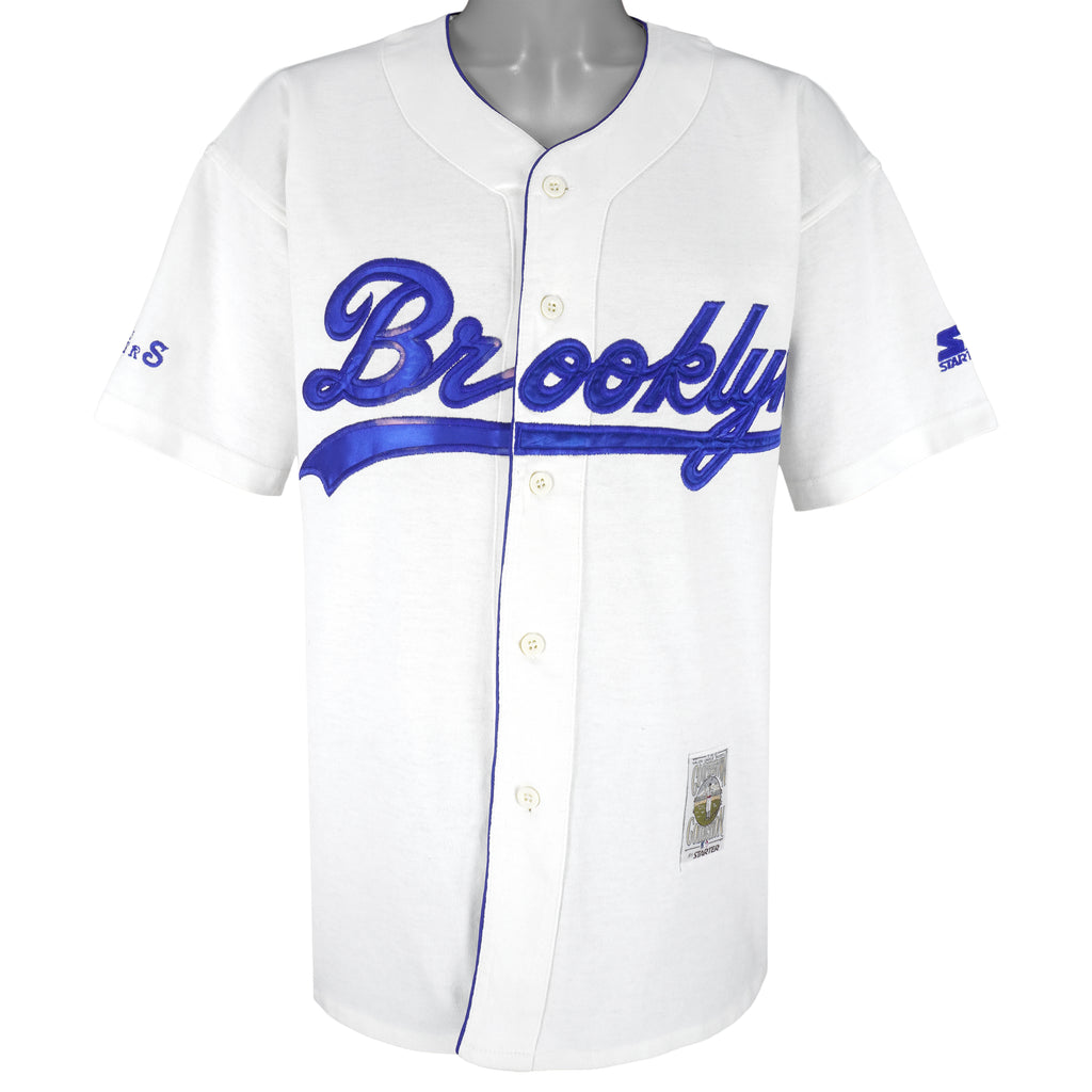 Starter - L.A. Dodgers Brooklyn Button-Up Jersey T-Shirt 1990s Medium Vintage Retro Baseball