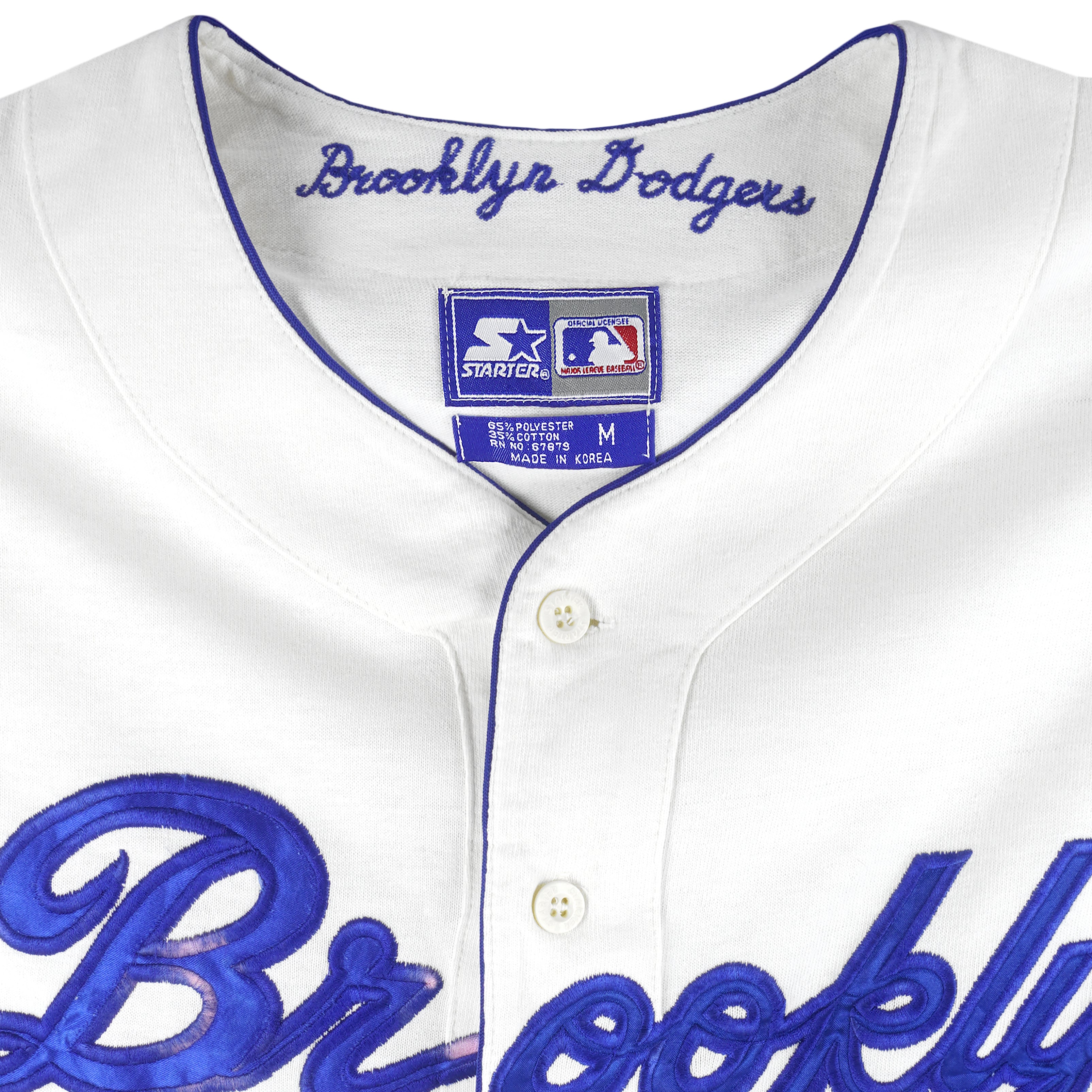 Starter - L.A. Dodgers Brooklyn Button-Up Jersey T-Shirt 1990s Medium Vintage Retro Baseball