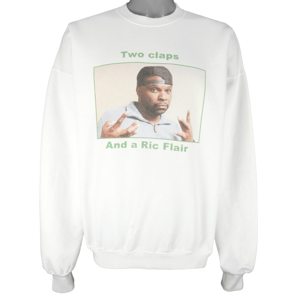 Vintage - Two Claps & a Ric Flair Crew Neck Sweatshirt 1990s X-Large Vintage Retro