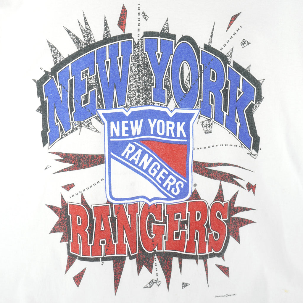 NHL (True Fan) - New York Rangers Big Logo Fan Jersey T-Shirt 1993 X-Large Vintage Retro Hockey