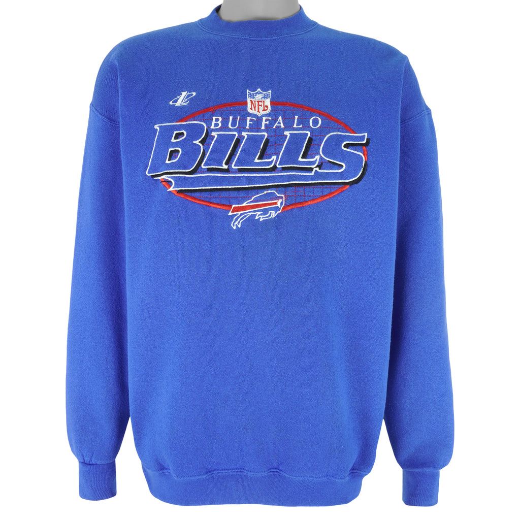 NFL (Logo Athletic) - Buffalo Bills Embroidered Crew Neck Sweatshirt 1990s Large Vintage Retro Football