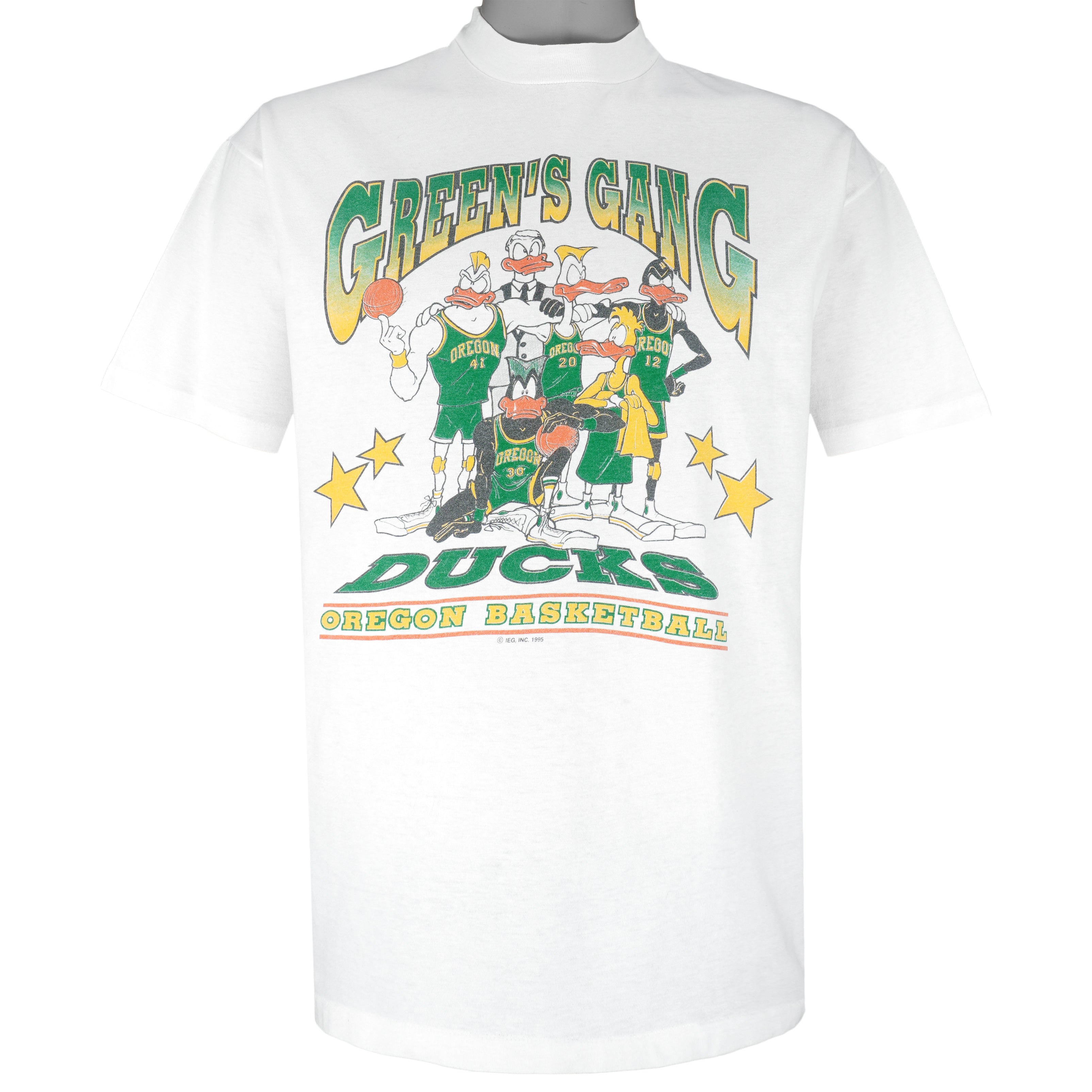 NCAA - University of Oregon Ducks Green's Gang T-Shirt 1995 Large Vintage Retro College