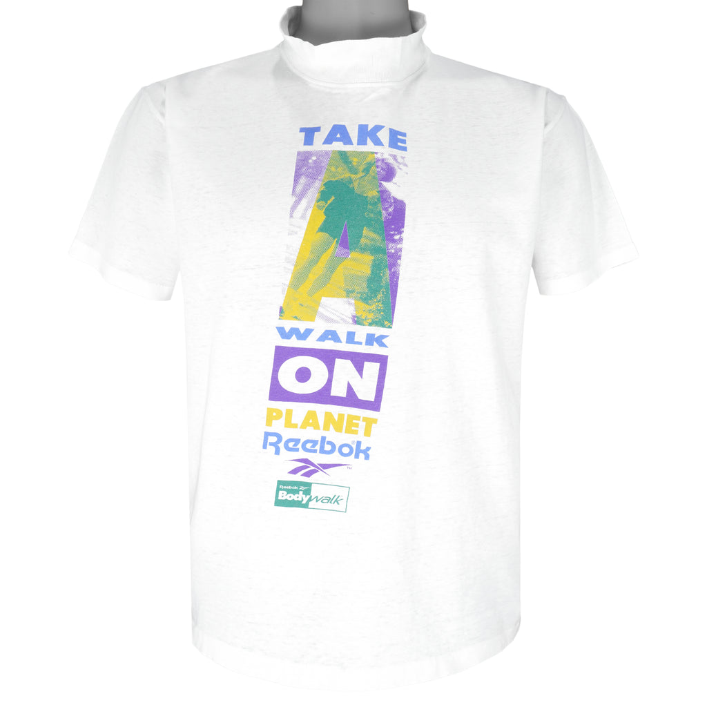 Reebok - Take Walk On Planet Single Stitch T-Shirt 1990s Medium Vintage Retro