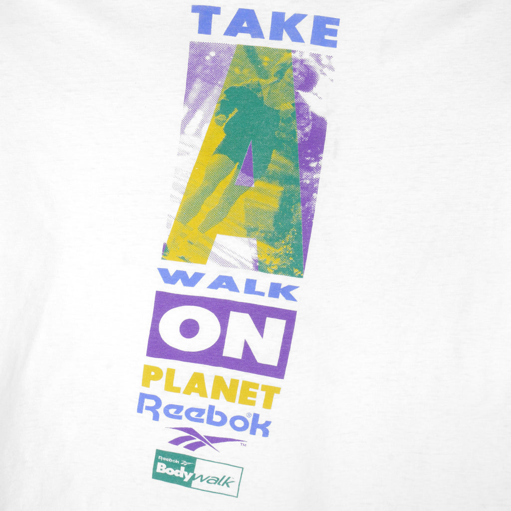 Reebok - Take Walk On Planet Single Stitch T-Shirt 1990s Medium Vintage Retro