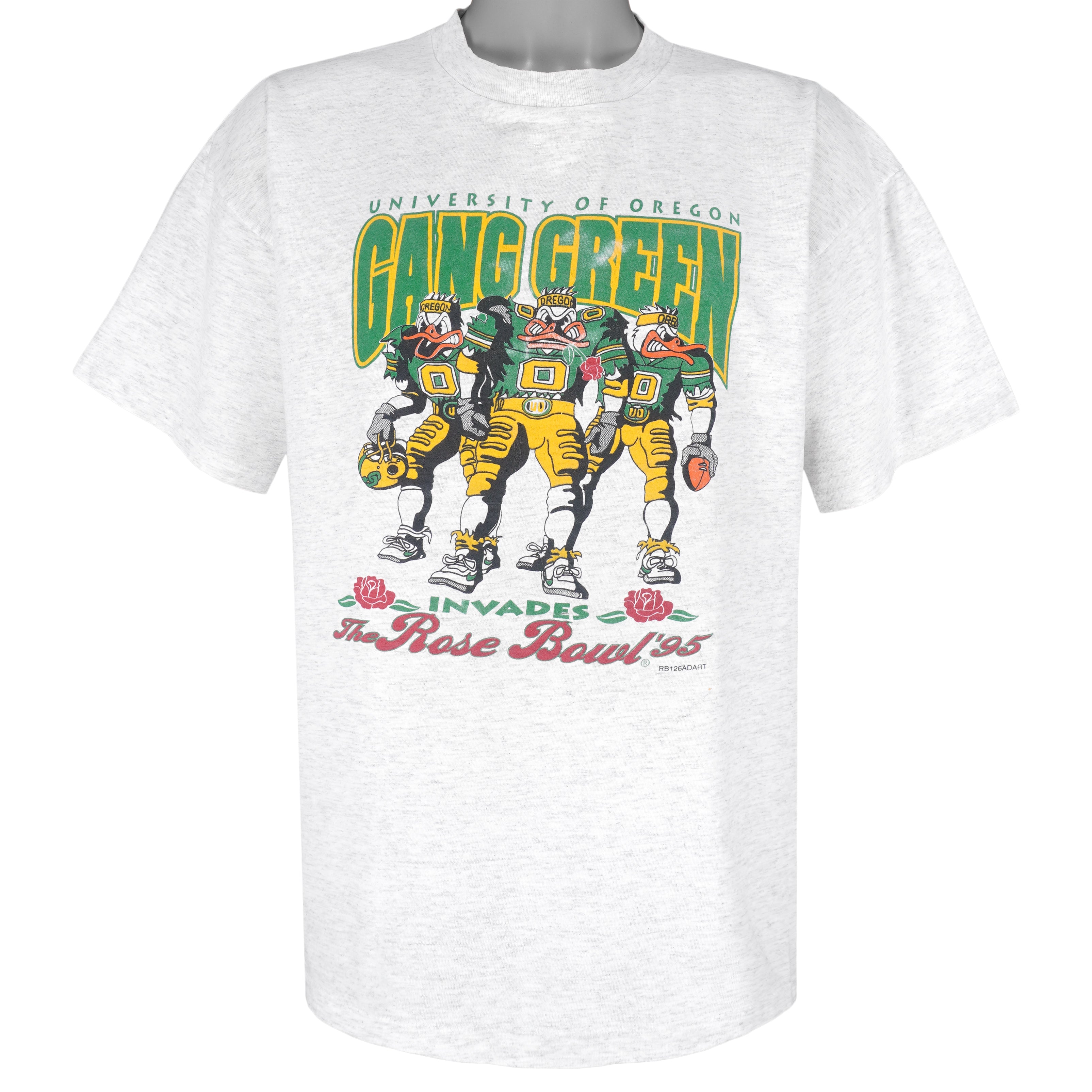 NCAA - University of Oregon Ducks Invades The Rose Bowl T-Shirt 1995 X-Large Vintage Retro Football College