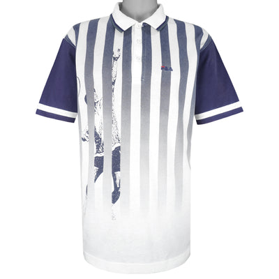 FILA - Blue & White Tennis Polo T-Shirt 1990s Large