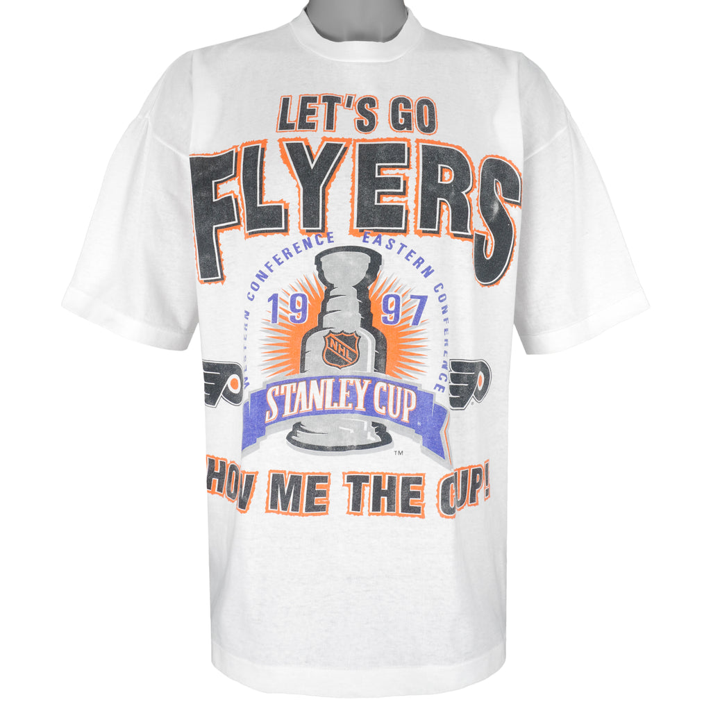 NHL (Saad) - Philadelphia Flyers Show Me The Cup T-Shirt 1997 X-Large Vintage Retro Hockey