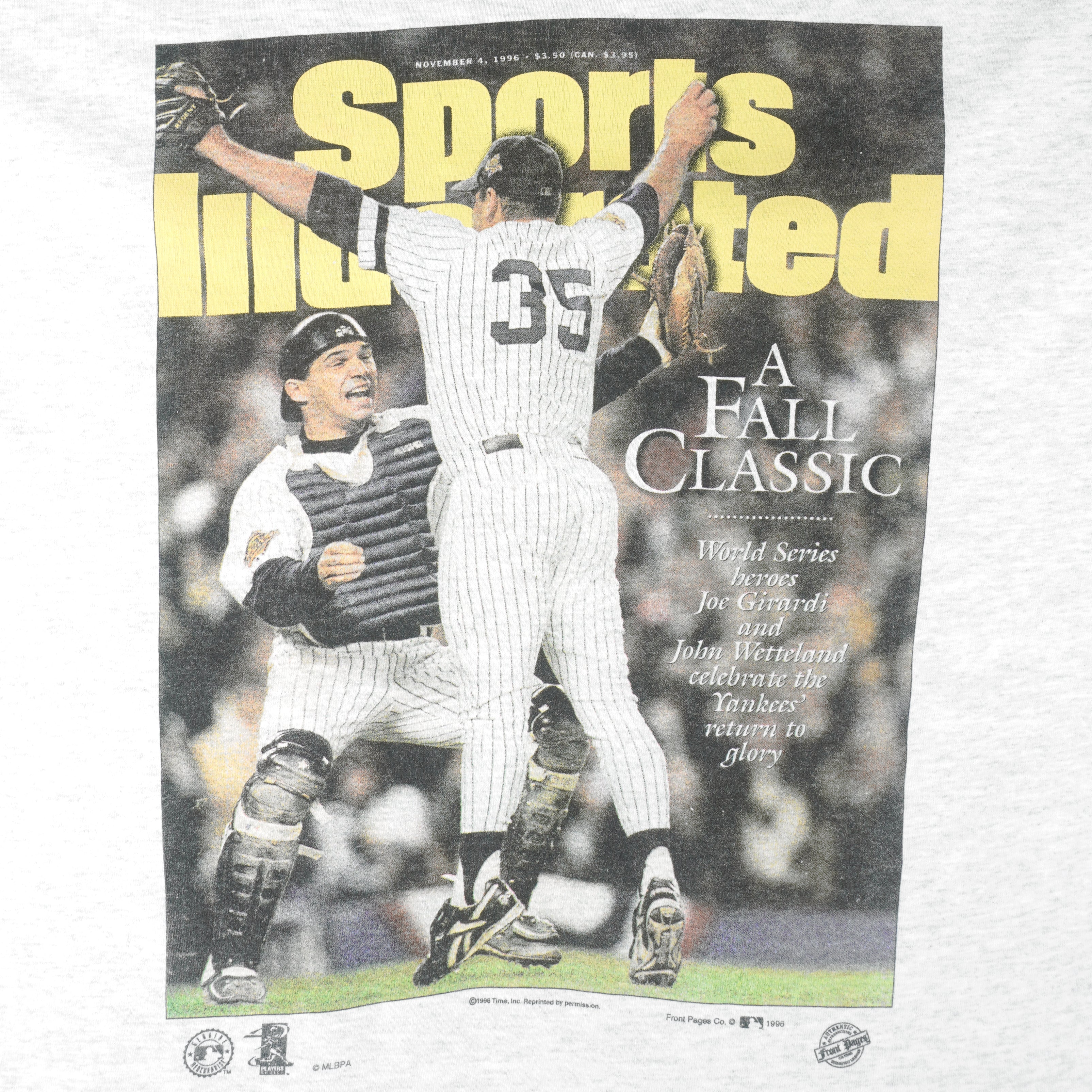 MLB (Front Pages) - New York Yankees World Series Hero T-Shirt 1996 Large Vintage Retro Baseball