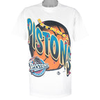 NBA (Hanes) - Detroit Pistons Basketball Single Stitch T-Shirt 1990s Large Vintage Retro Basketball