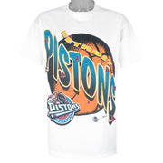 NBA (Hanes) - Detroit Pistons Basketball Single Stitch T-Shirt 1990s Large Vintage Retro Basketball