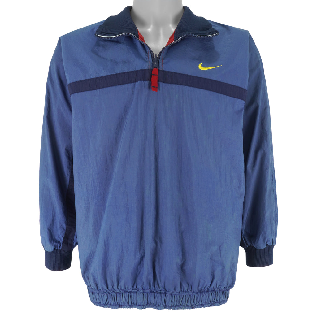 Nike - Blue 1/4 Zip Reversible Windbreaker Large Vintage Retro