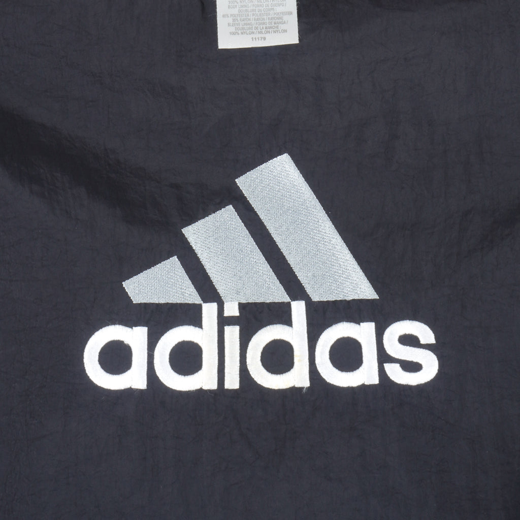 Adidas - Black Big Logo Pullover Windbreaker 1990s Medium