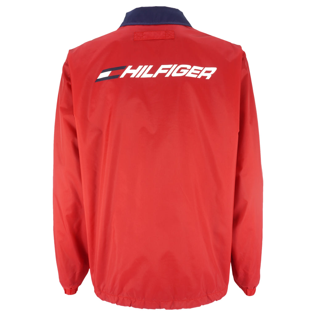 Tommy Hilfiger - Red Embroidered Button-Up Jacket 1990s Medium Vintage Retro