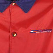 Tommy Hilfiger - Red Embroidered Button-Up Jacket 1990s Medium Vintage Retro