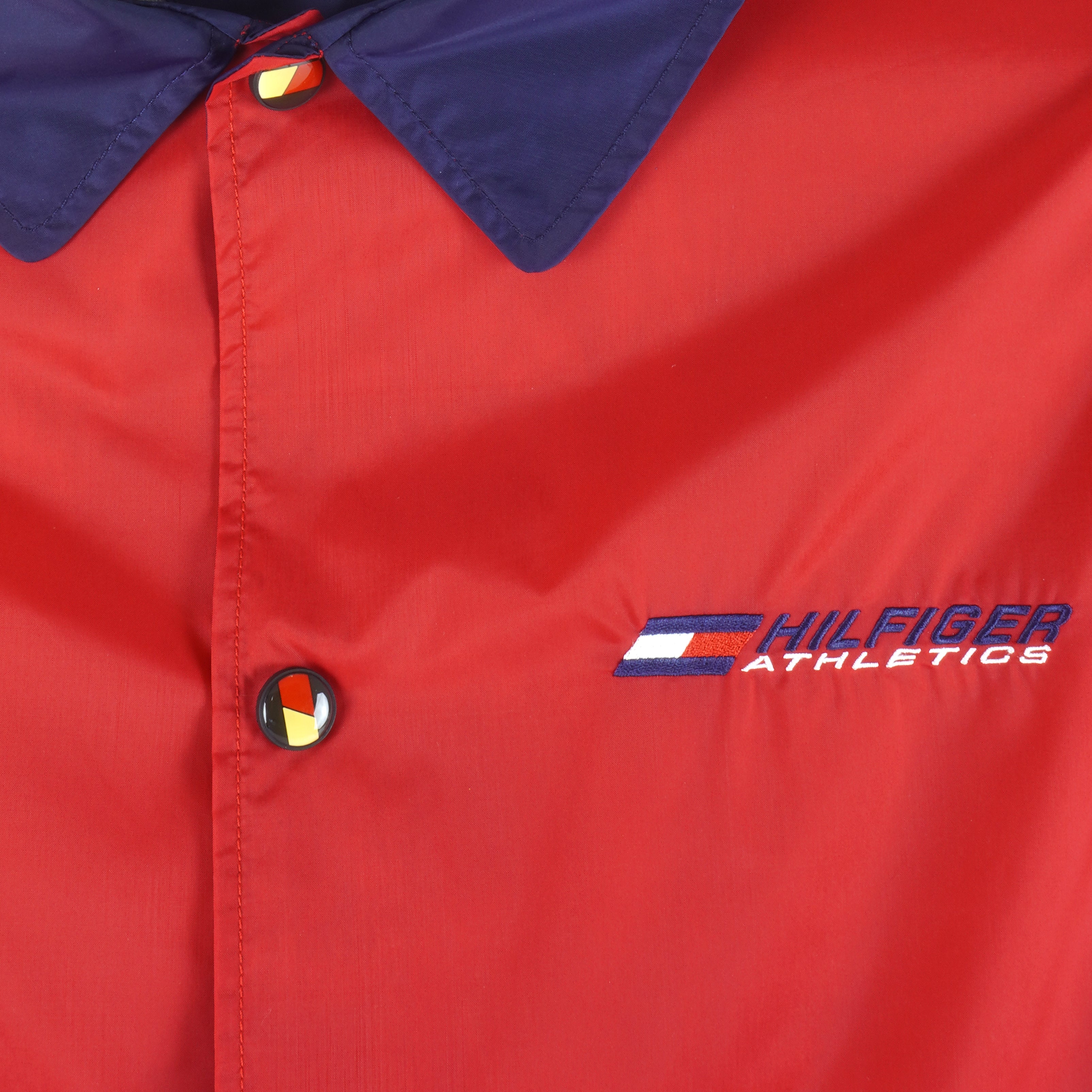 Tommy Hilfiger - Red Embroidered Button-Up Jacket 1990s Medium Vintage Retro