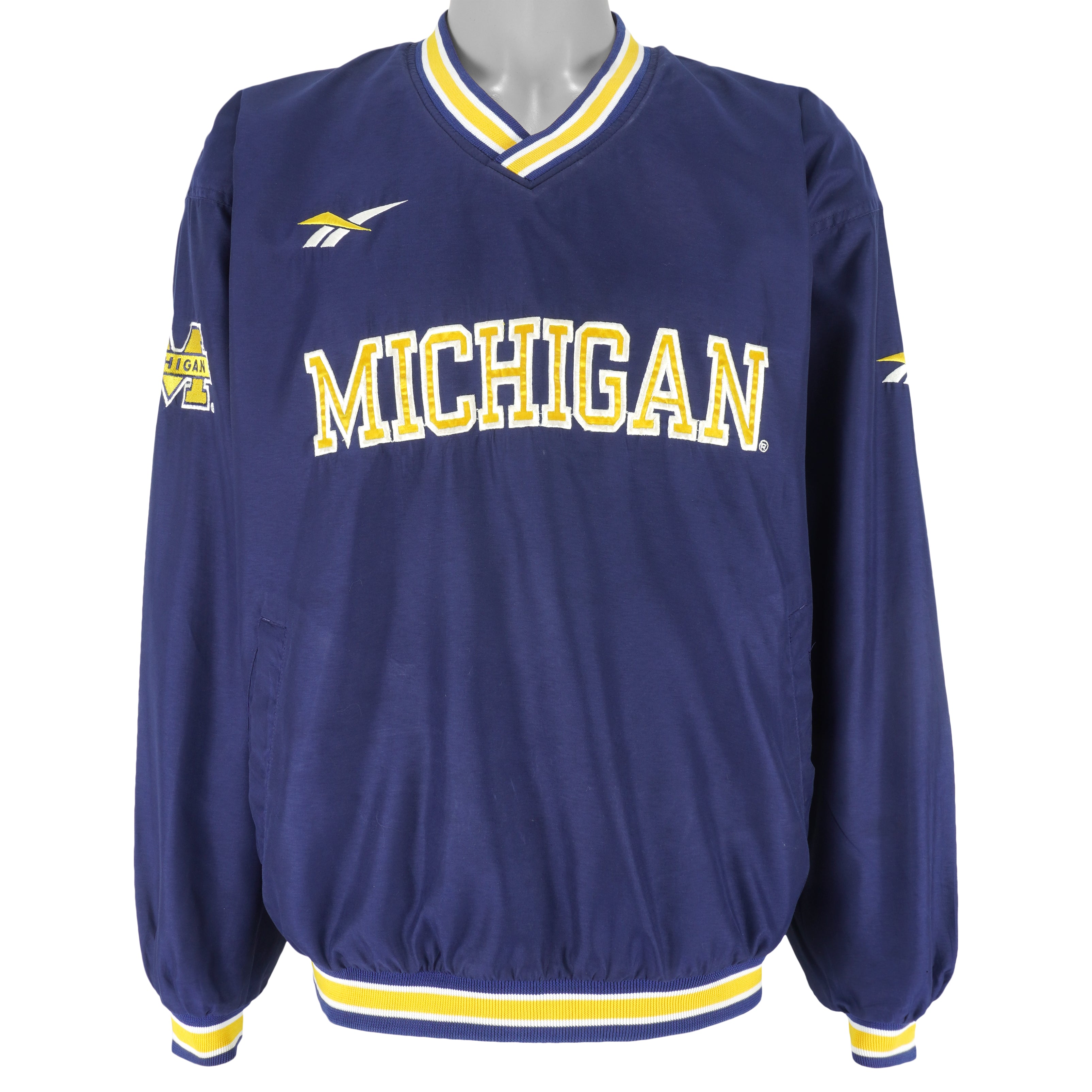Reebok - Michigan Wolverines Pullover Windbreaker 1990s X-Large Vintage Retro College