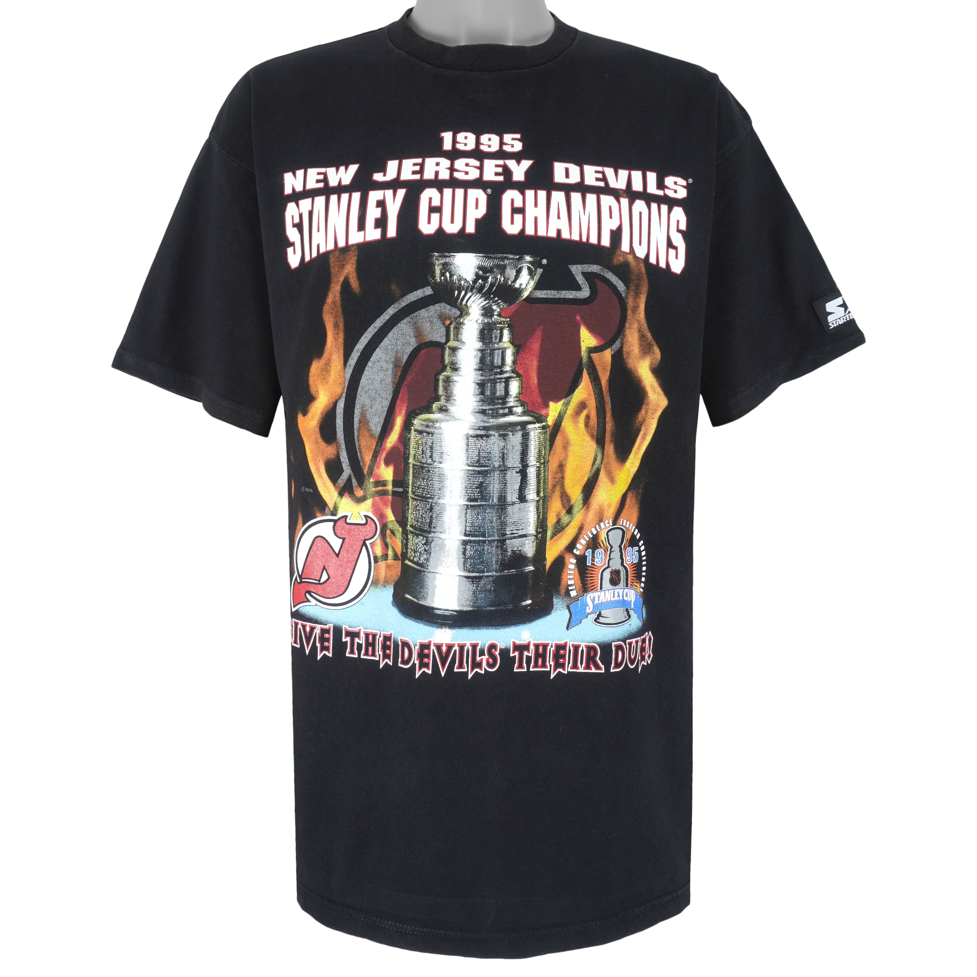 Starter - New Jersey Devils Stanley Cup Champions T-Shirt 1995 X-Large Vintage Retro Hockey