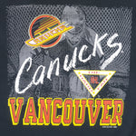 NHL (Waves) - Vancouver Canucks Single Stitch T-Shirt 1990 Large Vintage Retro Hockey