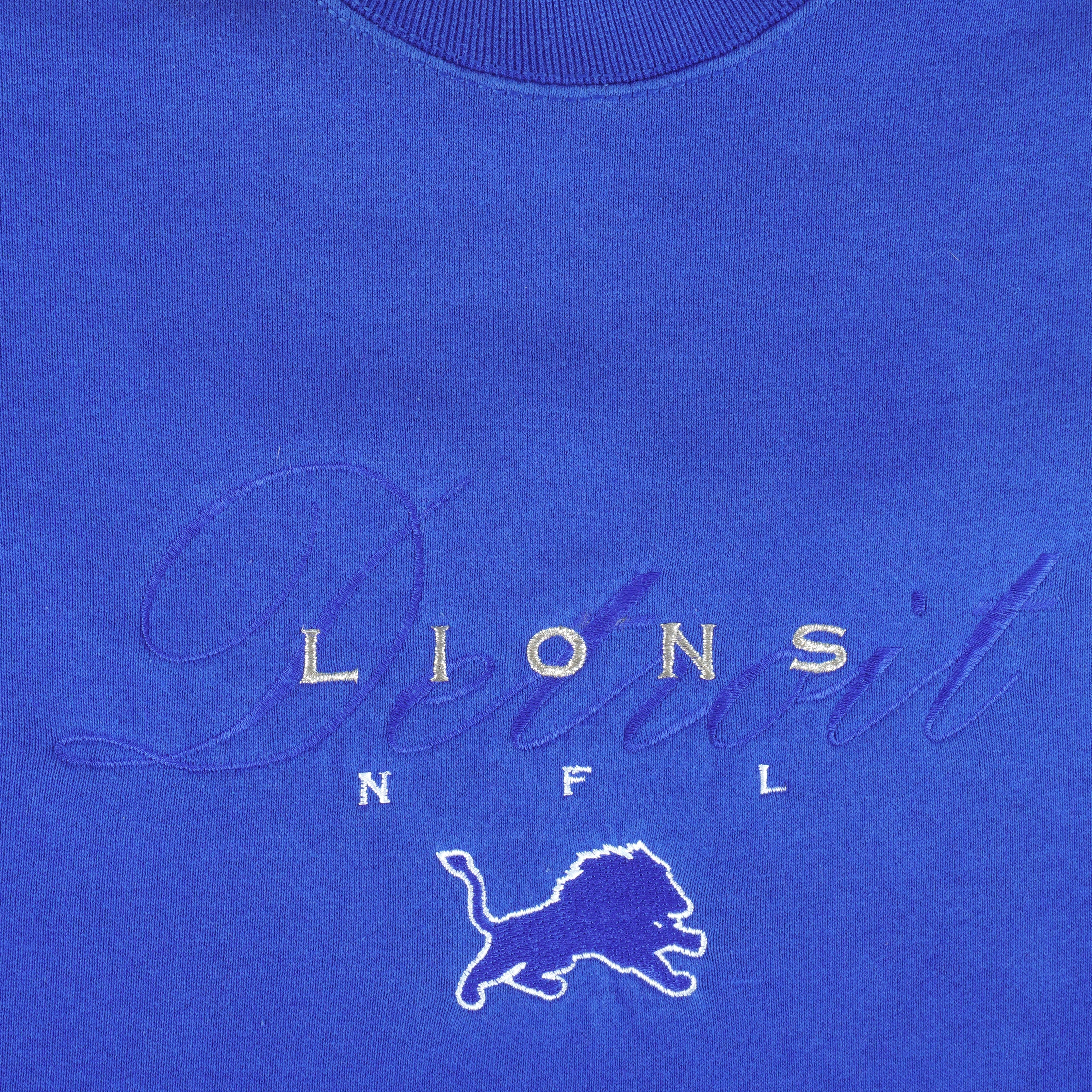 NFL (Pro Players) - Detroit Lions Embroidered Crew Neck Sweatshirt 1990s XX-Large Vintage Retro Football