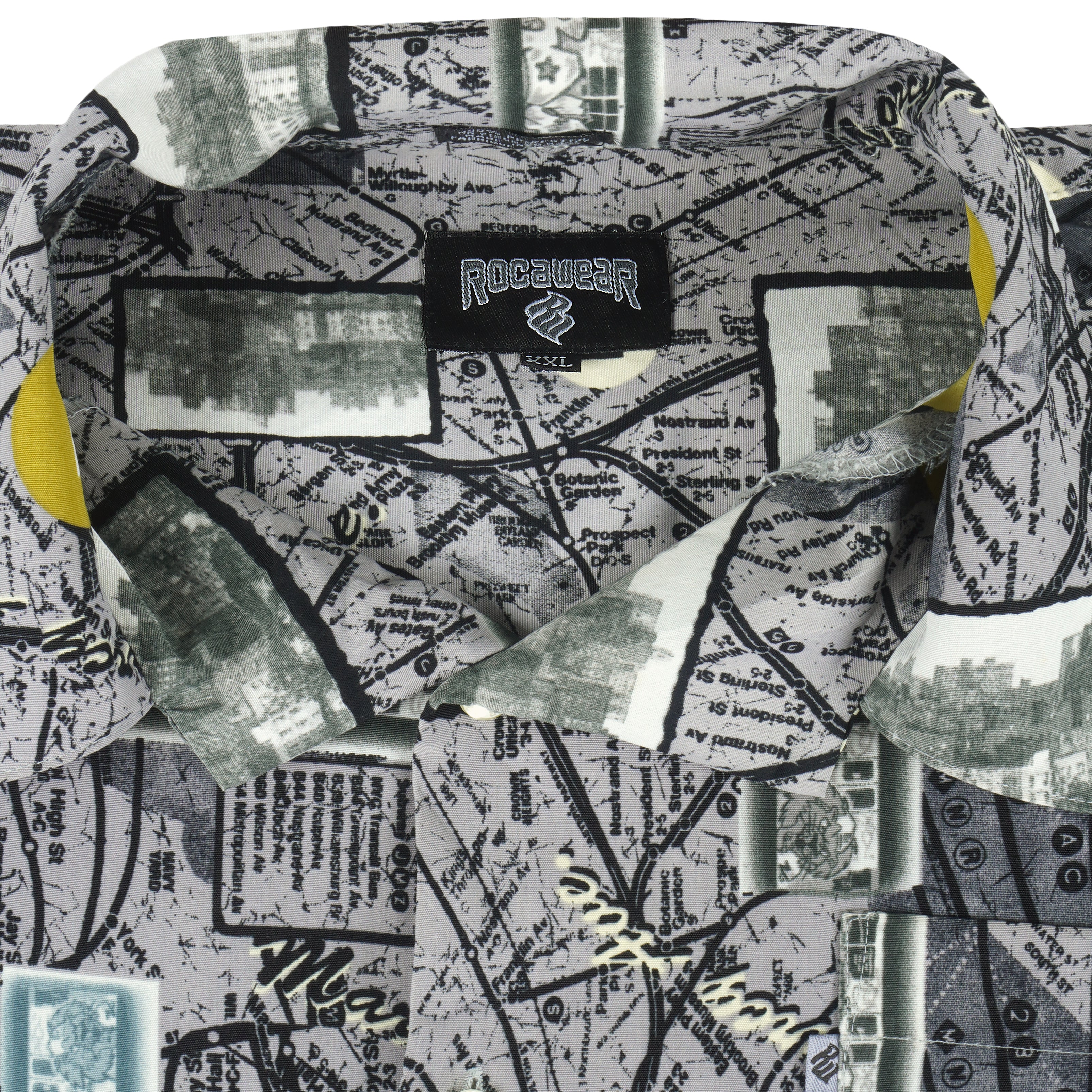 Gray black and multicolor 1990s Rocawear monogram button-up shirt