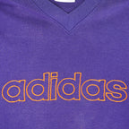 Adidas - Tricolor Embroidered V-neck Sweatshirt 1990s Large Vintage Retro