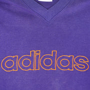 Adidas - Tricolor Embroidered V-neck Sweatshirt 1990s Large Vintage Retro