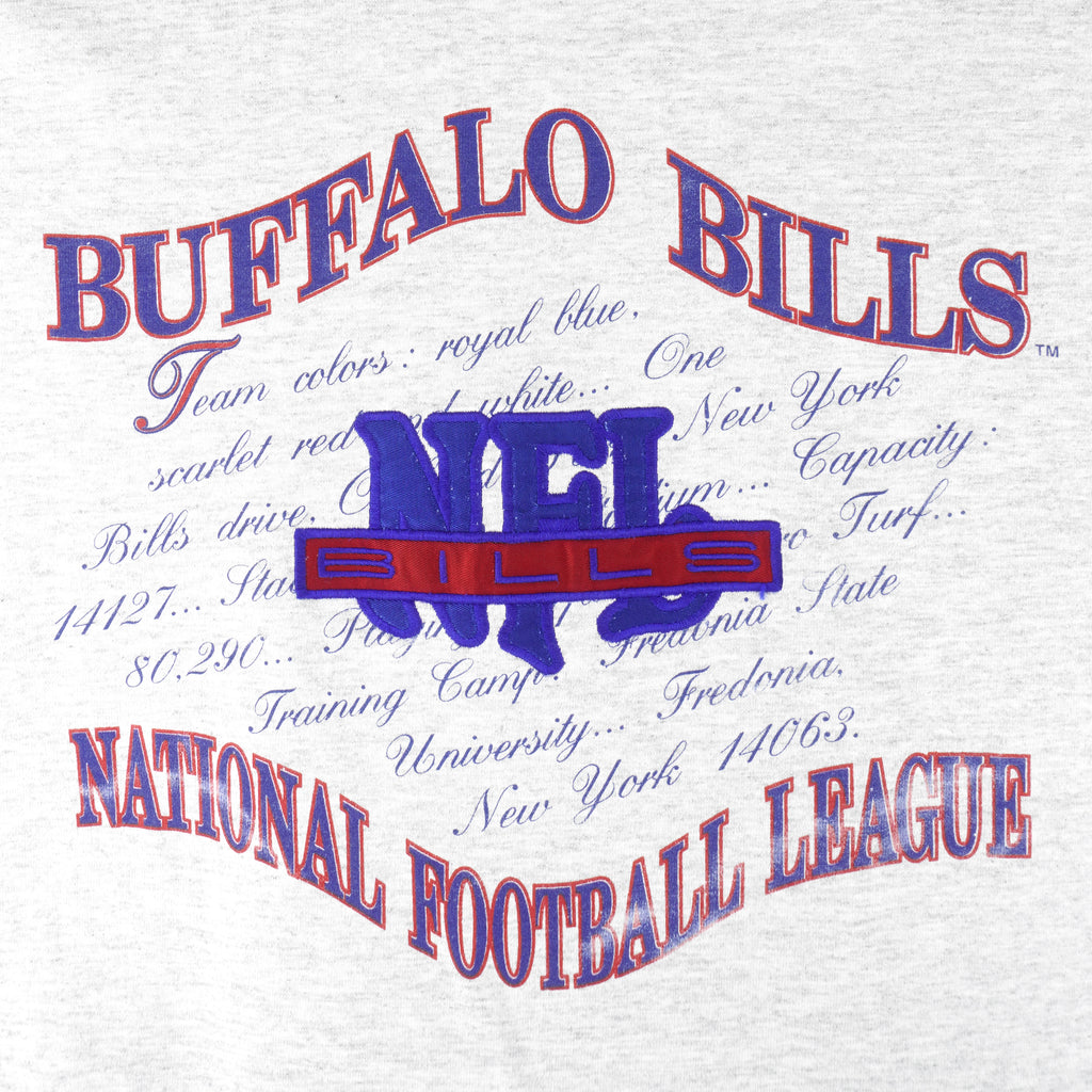 NFL (Nutmeg) - Buffalo Bills Team Info Single Stitch T-Shirt 1990s X-Large Vintage Retro Football