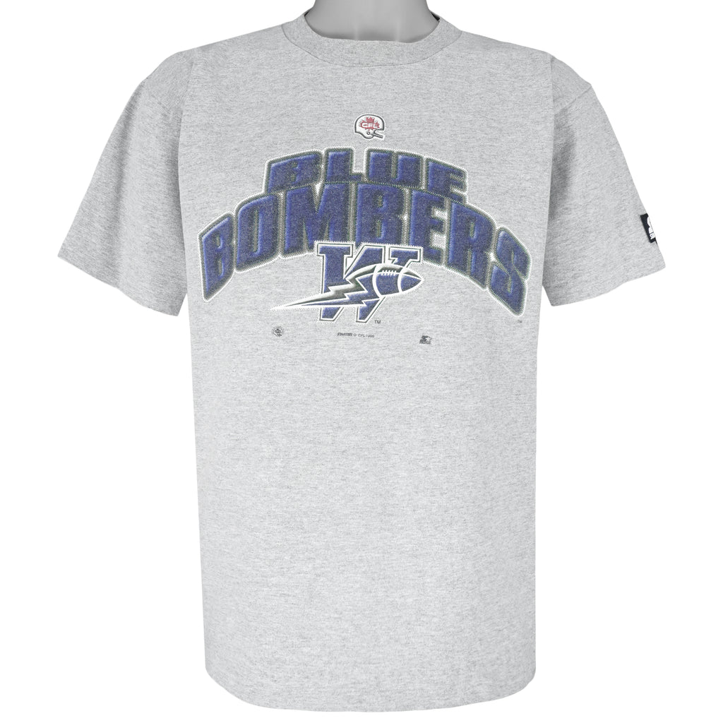 Starter (CFL) - Winnipeg Blue Bombers Football Single Stitch T-Shirt 1999 Medium Vintage Retro Football