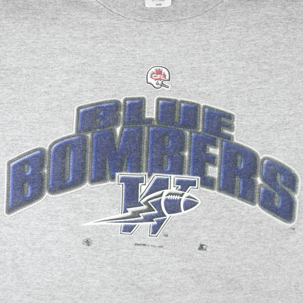Starter (CFL) - Winnipeg Blue Bombers Football Single Stitch T-Shirt 1999 Medium Vintage Retro Football