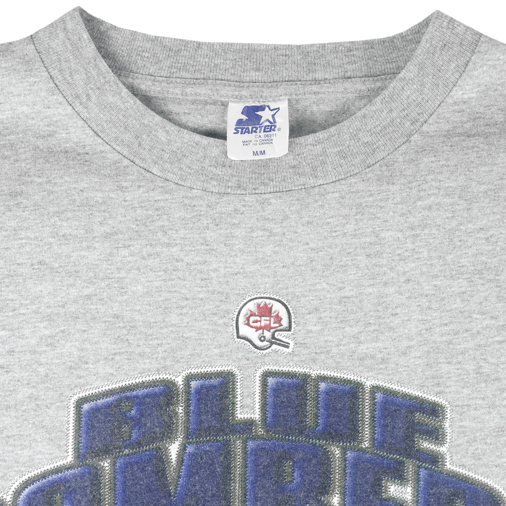 Starter (CFL) - Winnipeg Blue Bombers Football Single Stitch T-Shirt 1999 Medium Vintage Retro Football